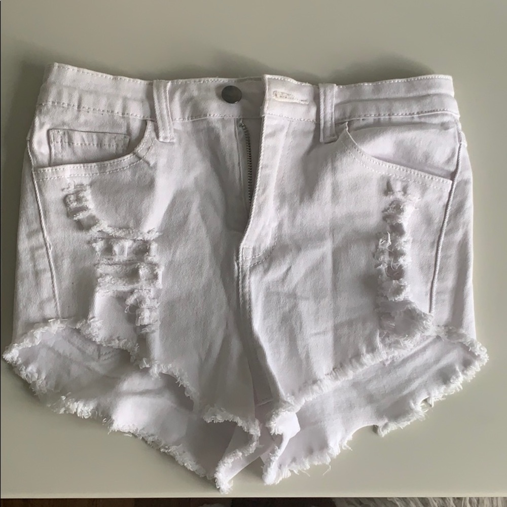 Brandy Melville White Ripped Jean Shorts